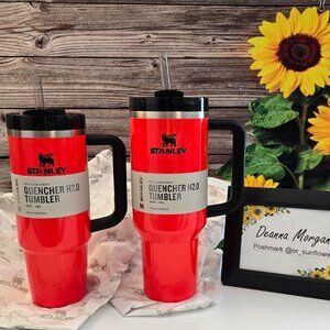 *Set of 2*ORANGE NEON/BLAZE Stanley 30&40oz Quencher H2.0 Flowstate Tumblers❤️❤️